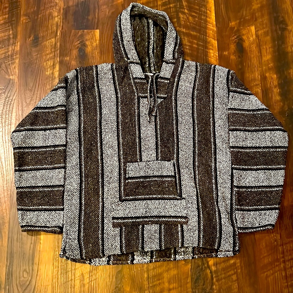Striped Pullover Hooded Knit Sweater XL